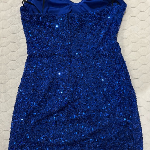 B Darlin Blue Sequin Prom Dress - Picture 2 of 2